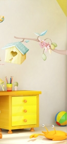 stickers nichoir jaune et sa branche