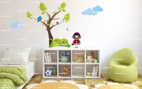 stickers enfant oiseaux arbre