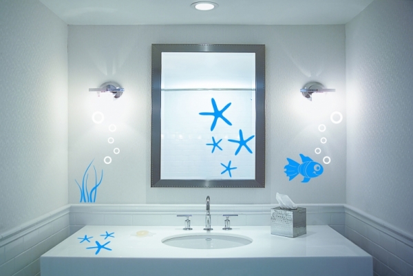 stickers �toiles de mer d�coup�s � la forme dans vinyle de couleur unie. Planche de 17 stickers etoiles de mer.