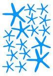 stickers �toiles de mer d�coup�s � la forme dans vinyle de couleur unie. Planche de 17 stickers etoiles de mer.