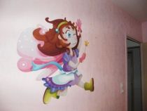 Sticker F�e Am�lie imprim� sur adh�sif d�coup� � la forme. Sticker d�coratif pour chambre de petite fille r�alis� sur mesure