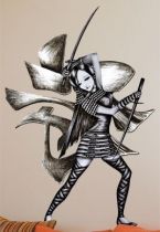 Stickers femme aux sabres