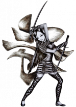 Stickers femme aux sabres