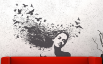 Le stickers femme et les oiseaux pour d�corer l\'int�rieur