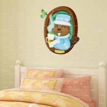 Le stickers fille castor pour d�corer la chambre des enfants sur le th�me de la montagne