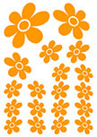 Stickers fleurs d�coup�s � la forme dans vinyle de couleur unie. Planche de 19 stickers fleurs .