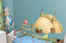 Sticker Animaux de la ferme : Foin et accessoires. Sticker imprim� sur adh�sif d�coup� � la forme.