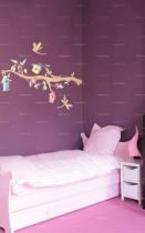 Stickers nichoirs et animaux forestiers sur leur branche, pour d�corer une chambre d\'enfant ou cr�er une d�coration sur le th�me forestier avec des couleurs douces et pastels. Ce sticker apportera une touche de nature et permettra de cr�er un d�cor nature sur les murs des chambres d\'enfants.  Sticker imprim� sur du vinyle adh�sif et d�coup� � la forme. Gamme de stickers enfants Jardin secret, cr�ation Kmiep.