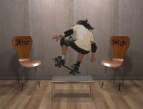 Stickers skater imprim� sur adh�sif blanc avec d�coupe � la forme.