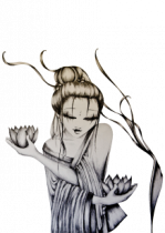 Stickers geisha et lotus