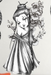 Stickers geisha et orchid�e