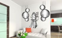 Stickers geisha et orchid�e