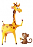 Stickers d�coratifs enfants girafe et singe imprim�s sur adh�sifs d�coup�s � la forme.