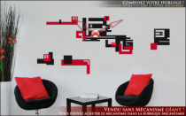 Le stickers horloge asym�trie avant-gardiste pour une d�coration originale et pratique