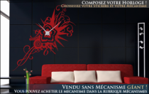 Le stickers horloge bouton de fleur pour une d�coration originale et pratique