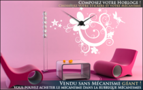 Le stickers horloge �toiles et fleurs pour une d�coration originale et pratique