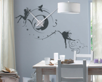 Le stickers horloge f�e tourbillon pour d�corer l\'int�rieur sur le th�me des f�es