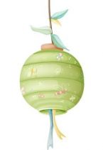 Stickers lampion vert pour d�corer votre int�rieur. Ce sticker lampion d�coratif fera le bonheur des enfants et des parents. Ce sticker apportera une touche de nature, d\'amour et de douceur sur les murs de la chambre de votre enfant.  Sticker imprim� sur du vinyle adh�sif et d�coup� � la forme. Gamme de stickers enfants Jardin secret, cr�ation Kmiep.