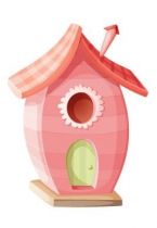 Stickers le nichoir � oiseaux pour d�corer une chambre d\'enfant ou cr�er une d�coration sur le th�me des oiseaux et autres volatiles avec des couleurs  pastels. Ce sticker nichoir apportera une touche de nature et compl�tera le d�cor du mur dans les airs.  Sticker imprim� sur du vinyle adh�sif et d�coup� � la forme. Gamme de stickers enfants Jardin secret, cr�ation Kmiep.