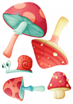 Stickers les champignons et l\'escargot