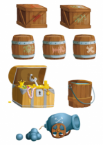 Stickers muraux enfants : Stickers mat�riels de pirates imprim�s sur adh�sif avec d�coupe � la forme. Attention de ne pas vous faire voler votre tr�sor!