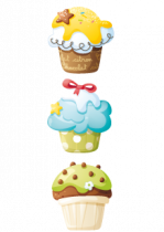 Stickers muffins. Imprim� sur adh�sif avec d�coupe � la forme.