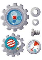 stickers muraux enfants. Les stickers rouages et boulons, des stickers imprim�s sur adh�sifs d�coup�s � la forme.