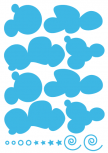 stickers muraux nuages enchant�s d�coup�s � la forme dans vinyle de couleur unie. Vu dans M6 D&CO.