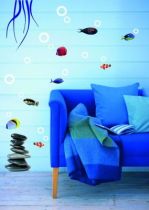 Avec ces 8 stickers muraux poissons imprim�s sur adh�sif blanc et d�coup�s � la forme votre d�co va prendre de la couleur. Vu � la t�l�