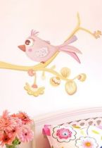 Stickers oiseau rose sur la branche