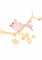 Stickers oiseau rose sur la branche