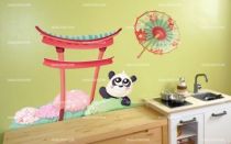 Stickers ombrelle verte et rouge