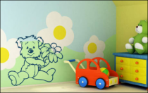 Le stickers ourson et fleur pour d�corer une chambre d\'enfant