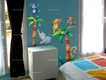 Stickers palmiers d�coratifs enfants. Deux palmiers imprim�s sur adh�sifs d�coup�s � la forme.