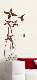 stickers fleurs et colibri