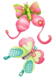 Stickers Deux papillons roses imprim�s sur adh�sifs d�coup�s � la forme. La d�coration id�al pour les murs de la chambre de votre petite fille.