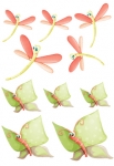 Stickers planche de papillons et libellules. Cette planche de stickers permet de d�corer enti�rement la chambre de votre enfant avec ces papillons et libellules aux couleurs douces et pastels. Ce sticker apportera une touche de nature, d'amour et de douceur sur les murs des chambres d'enfants.  Sticker imprim� sur du vinyle adh�sif et d�coup� � la forme. Gamme de stickers enfants Jardin secret, cr�ation Kmiep.
