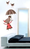 Stickers petit lapin et son parapluie