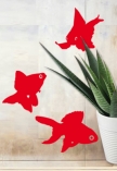 Stickers poissons rouges d�coup�s � la forme dans vinyle de couleur unie.