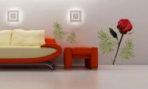 Sticker Rose. Le sticker mural id�al pour la St Valentin, une rose qui ne risque pas de faner avec le temps.
