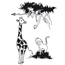Le stickers safari girafe singe serpent pour d�corer une chambre d\'enfant