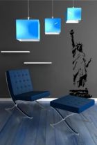 Sticker mural : Statue de la libert� sur son podium d�coup�e � la forme dans vinyle adh�sif uni, welcome to the United States of America!!
