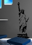 Sticker mural : Statue de la libert� sur son podium d�coup�e � la forme dans vinyle adh�sif uni, welcome to the United States of America!!