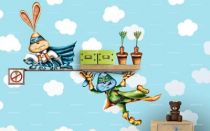 stickers lapin super pouvoirs