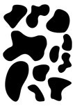 stickers taches de vache. Planche de 11 stickers taches de vache autocollantes d�coup�es � la forme dans vinyle adh�sif de couleur unie. Stickers vu dans �mission D&CO