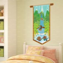 Le stickers t�te de lit paysage nordique pour d�corer la chambre des enfants sur le th�me de la montagne
