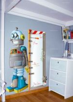stickers toise effa�able � sec. Globule le robot avec sa toise, un stickers imprim� sur vinyle adh�sif d�coup� � la forme, avec finition effa�able � sec. Une mani�re ludique pour votre enfant de se mesurer � un robot.