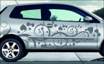 Stickers pour voiture avec des motifs floraux et des petits c�urs