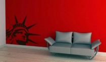 Stickers Statue de la Libert� d�coup�e � la forme dans vinyle adh�sif uni, welcome to the United States of America!!