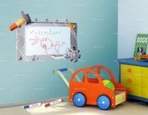 tableau velleda pour enfants. Stickers robot machine imprim� sur vinyle adh�sif d�coup� � la forme avec finition effa�able � sec.<br />
Une mani�re ludique pour votre enfant d'�crire ou de dessiner.